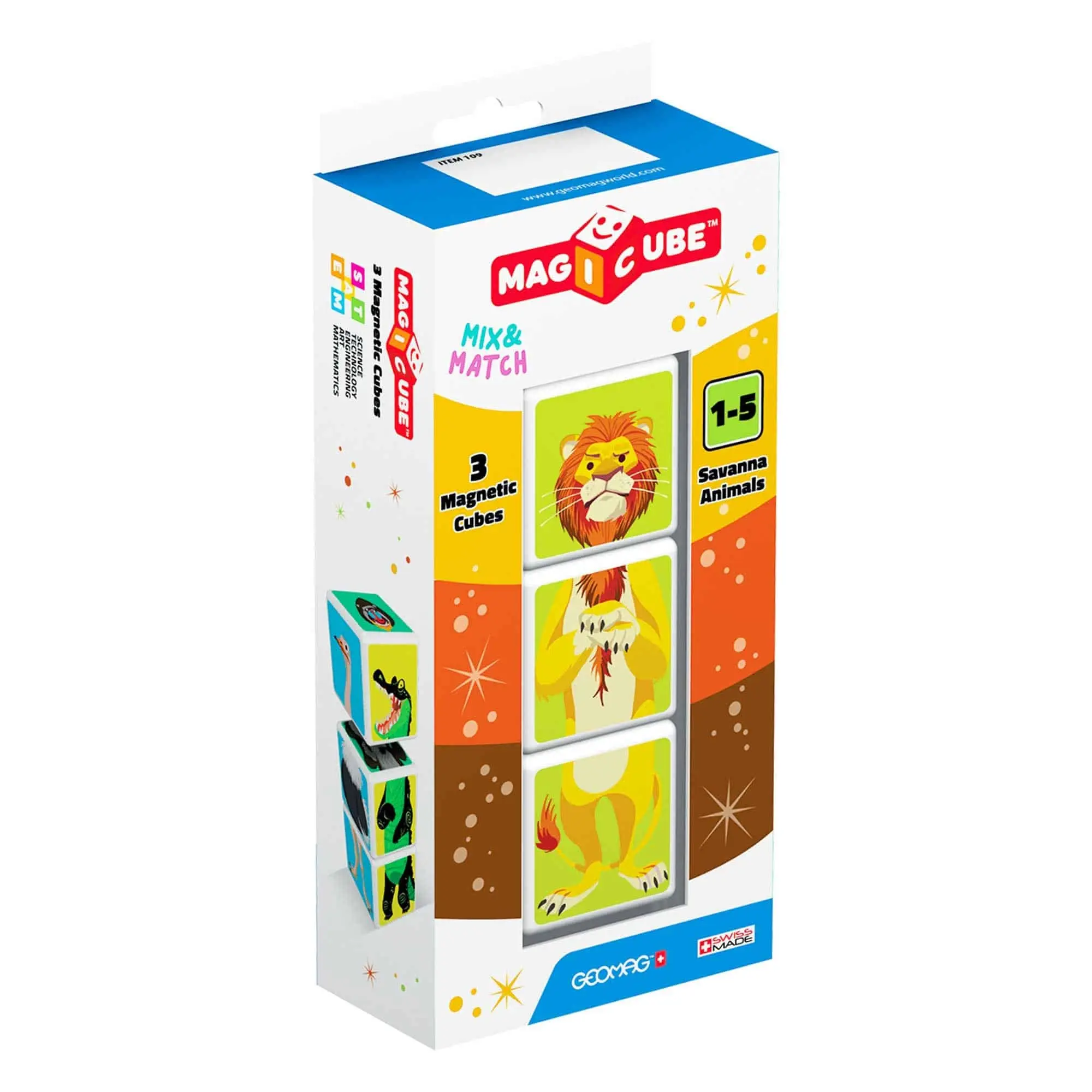 Geomag - Magicube Mix & Match Savanna Animals 3 pcs