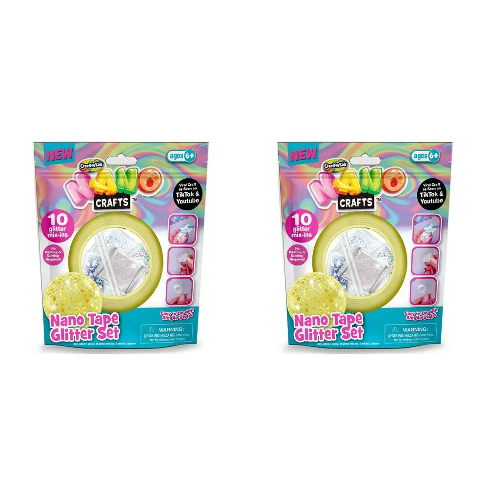 2x Nano Crafts Glitter Tape Set Art Craft Kids/Children Creative Toy 6+ PRPL - Hobbies