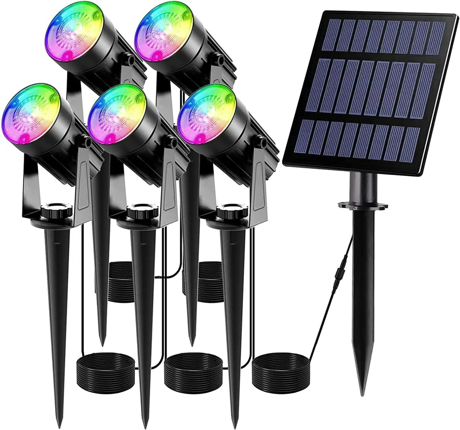 Solar Spotlights Outdoor, 5W Solar Lights, 5 Pack Headlights IP65 Waterproof - Electronics