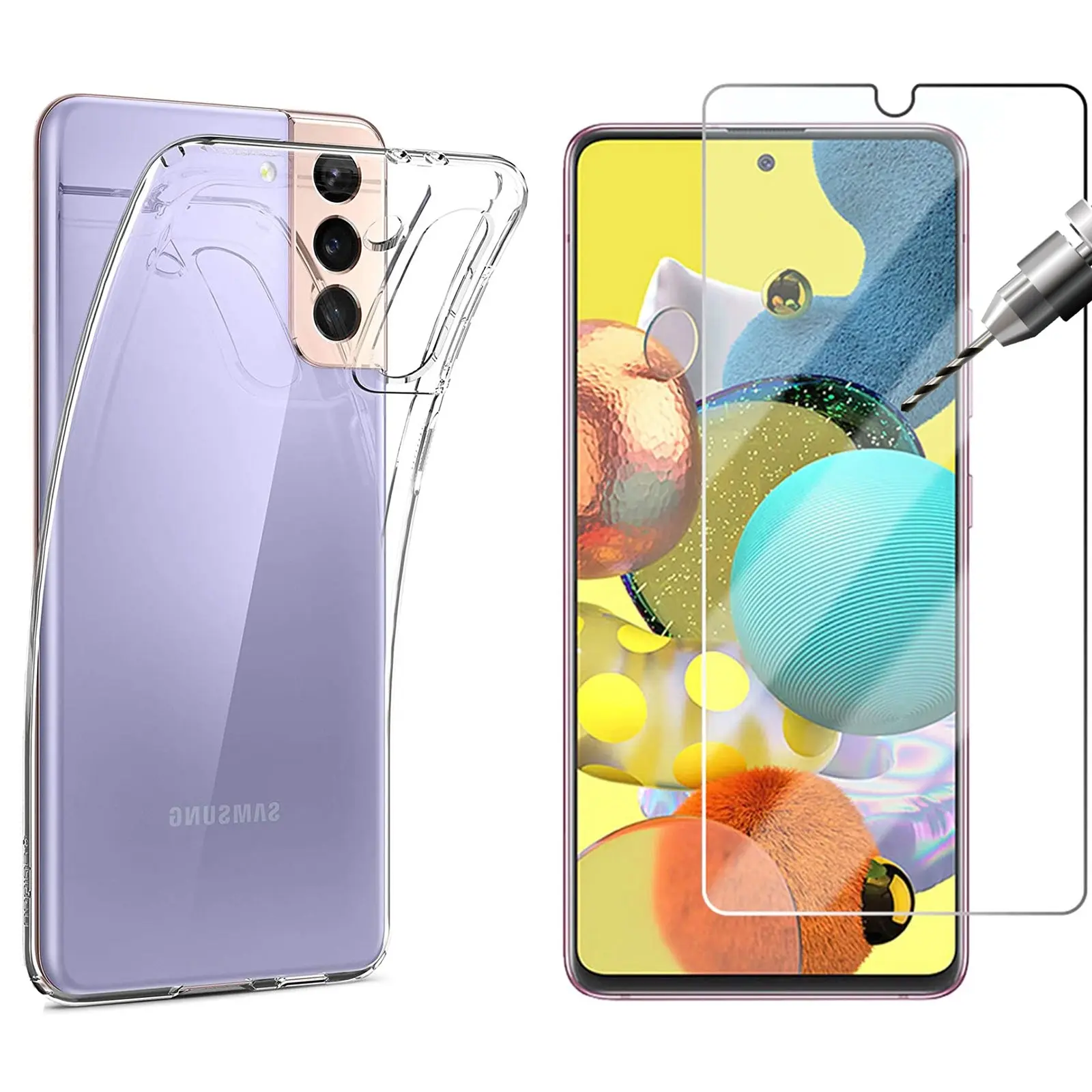 Samsung Galaxy S21+ PLUS Clear Case Cover and Tempered Glass Screen Protector - Electronics