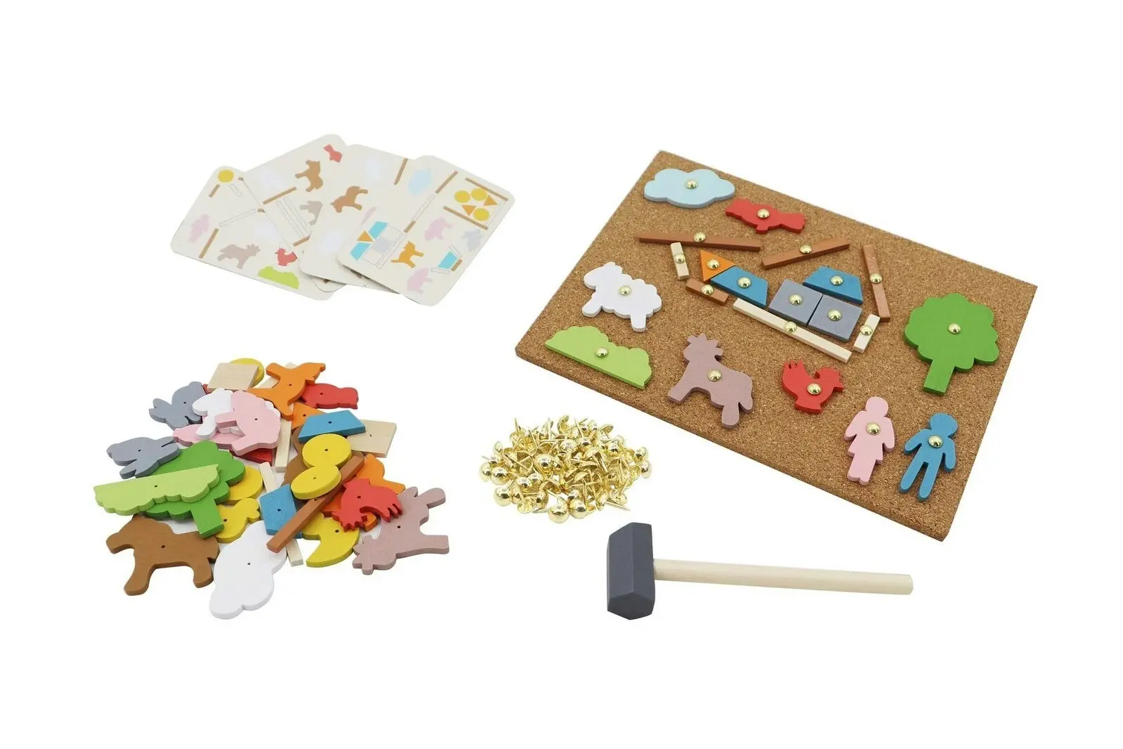 Kaper Kidz Farm Animals Tap A Shape With Hammer Nails Kids Activity Set 3+ - Toys & Games
