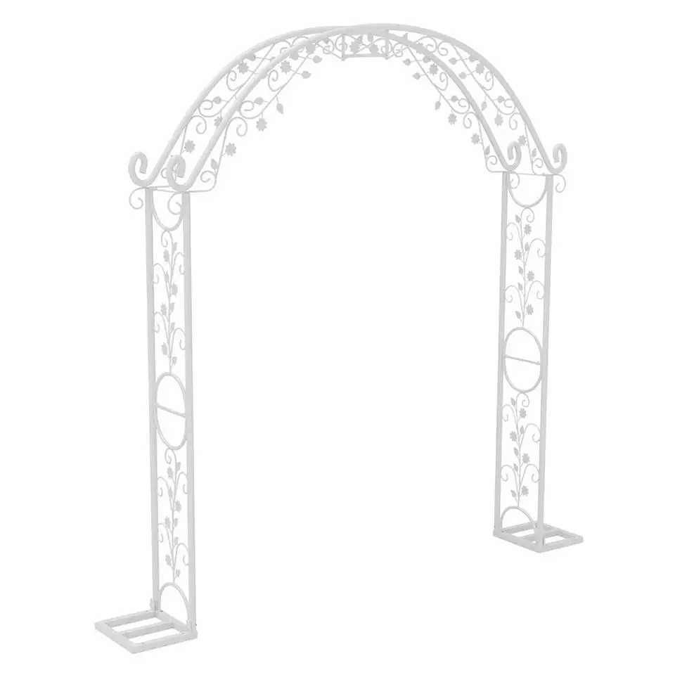 Fin Xl Decorative Double Rails Iron Arbor Garden Archway Trellis Metal Wedding Arch - Religious & Ceremonial