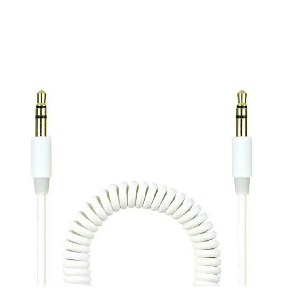 Crest 1.5m Coiled 3.5mm to 3.5mm AUX Male Audio Cable for Speakers/Car White - Electronics