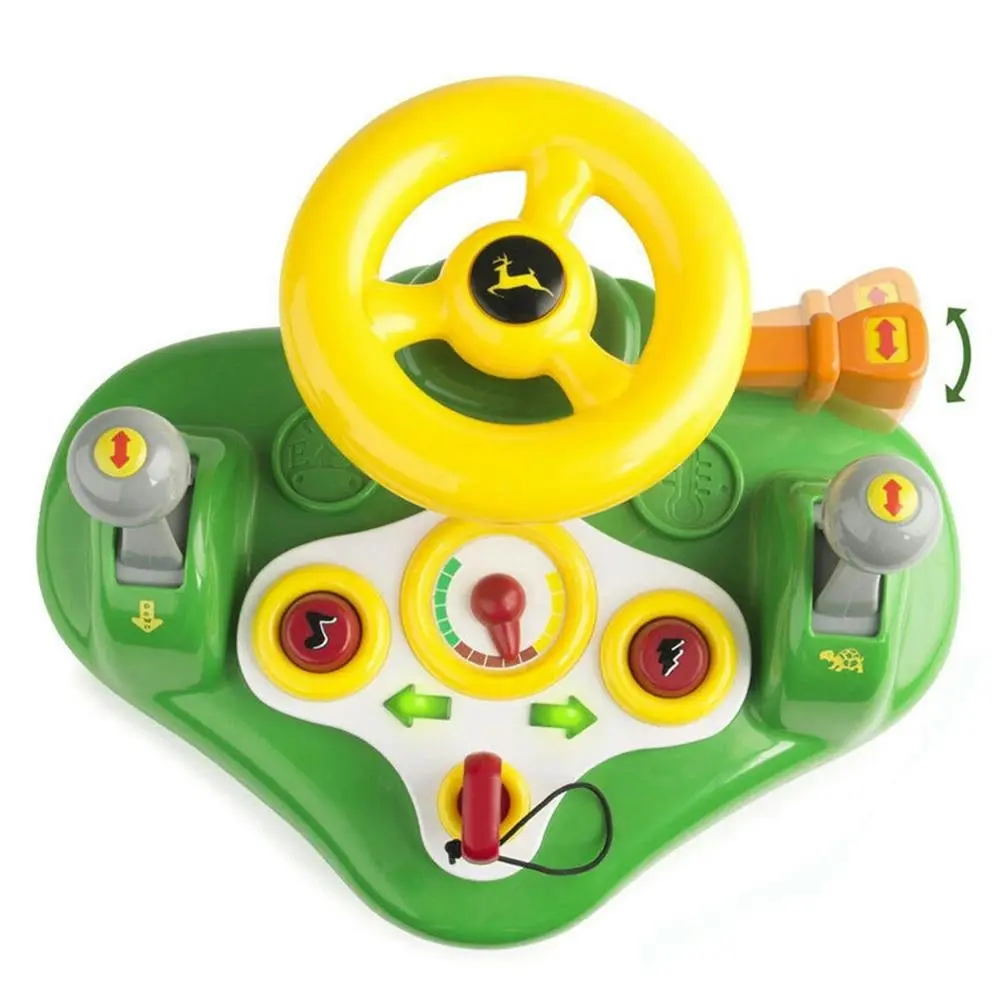 John Deere Busy Car Driver Driving Steering Wheel Lights Sounds Toy Kids/Toddler - Toys & Games