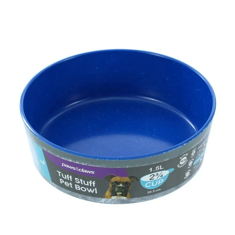 Paws & Claws Tuff Stuff Pet Dog Bowl 1.5L/20.5cm Food Water Feeder Blue Large - Pets