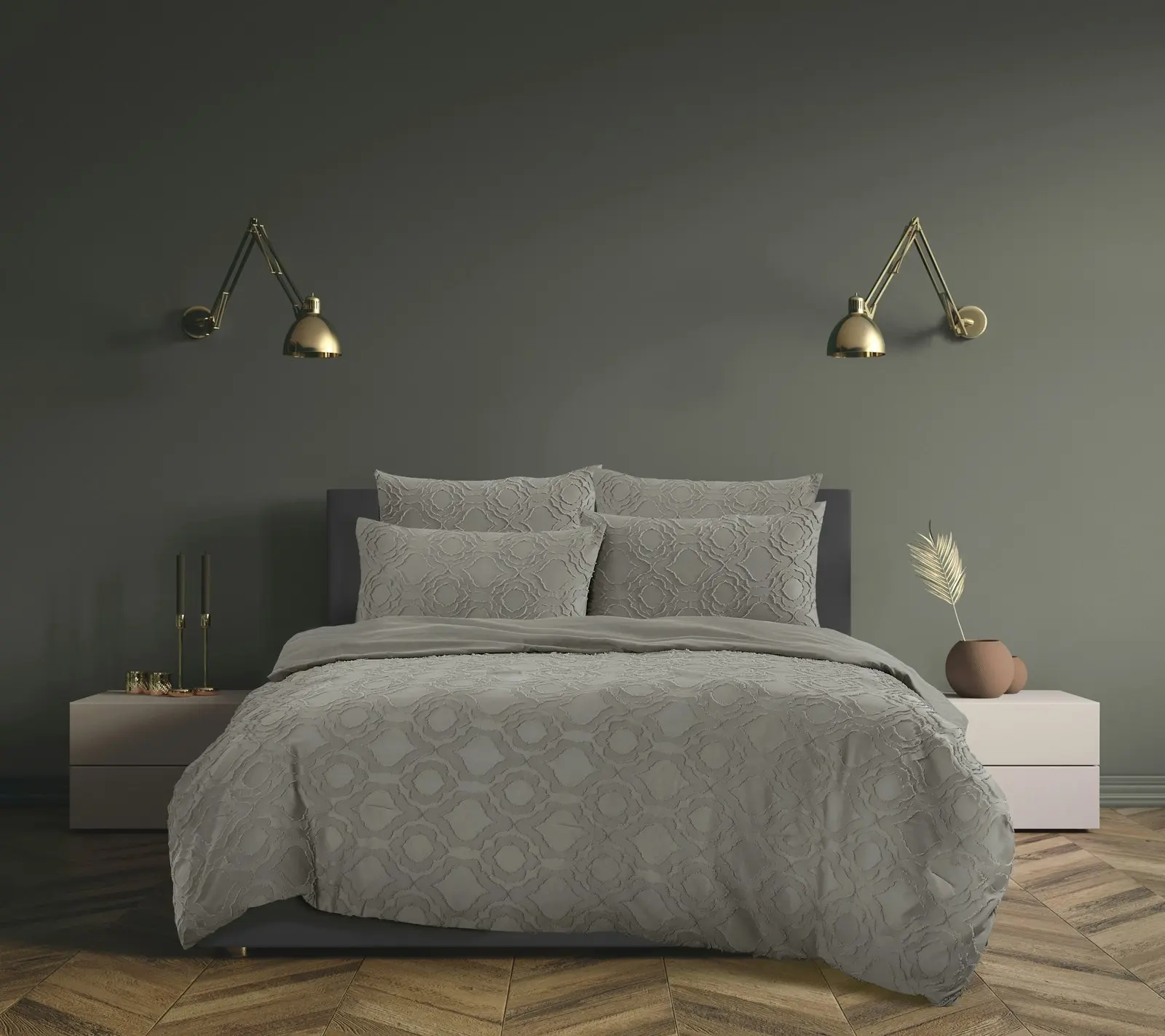 5pc Ardor Boudoir Millicent Queen Bed Comforter Set w/ Pillowcases Storm Grey - Home & Garden