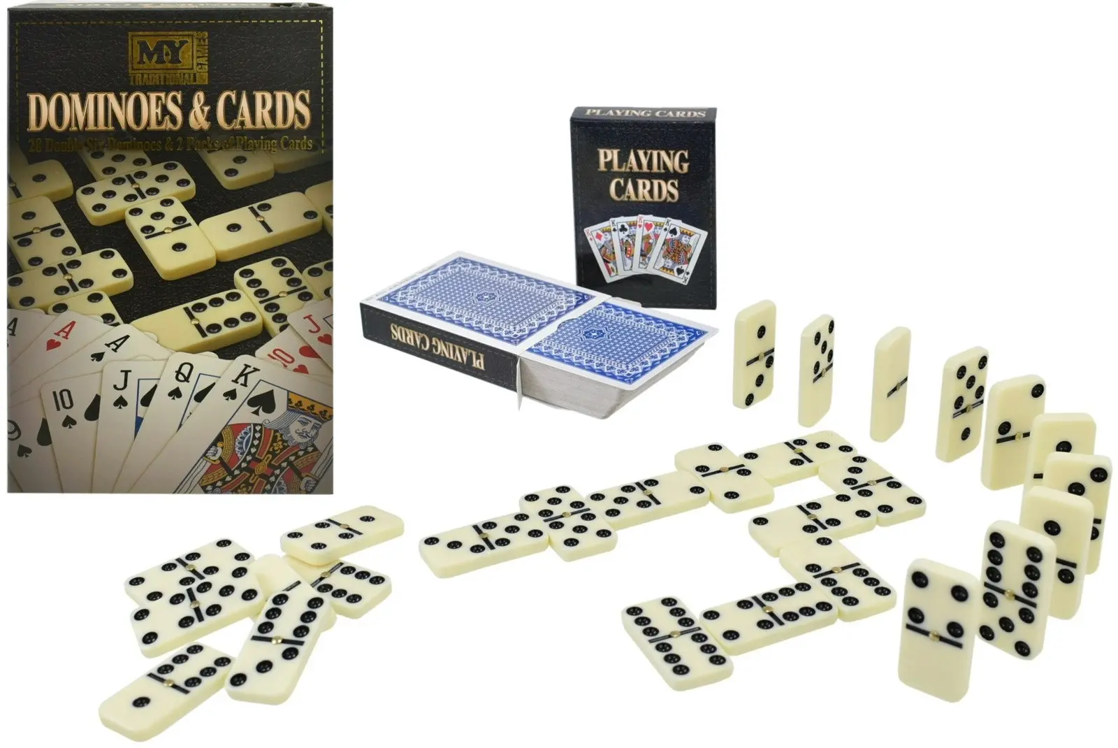 28pc Double Six Dominoes & 2 Pack Playing Cards - Toys & Games