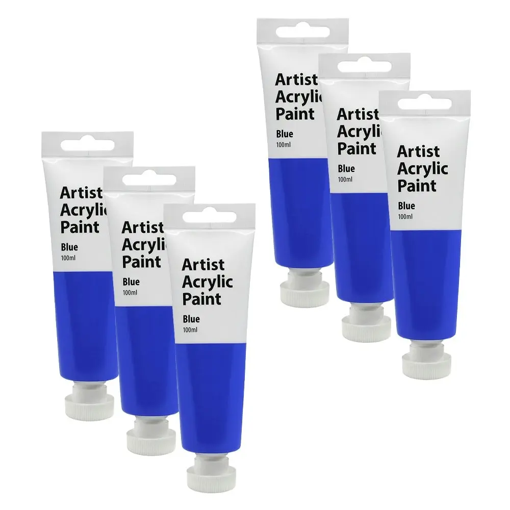 6x Artist 100ml Acrylic Paint Gloss Finish Water Based Painting Crafts Blue 3y+ - Hobbies