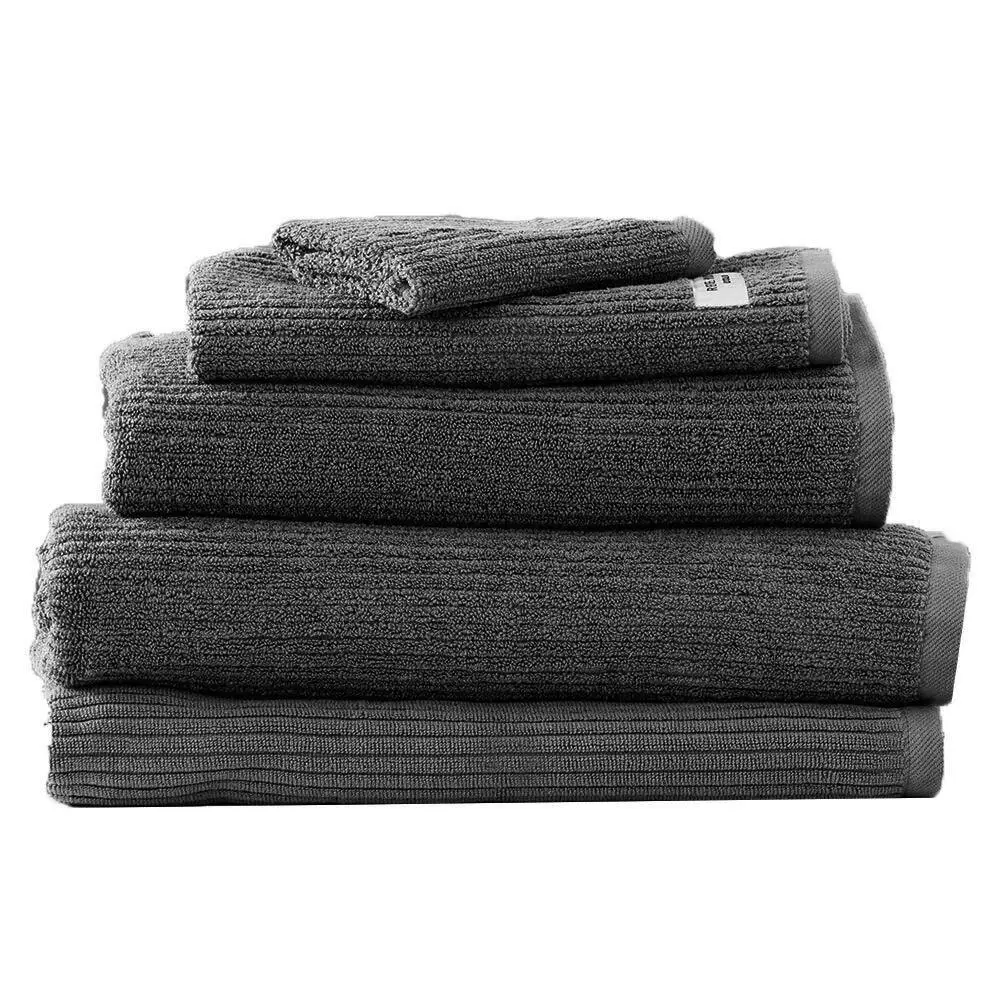 5pc Renee Taylor Bath/Hand Towel Set Cobblestone 650 GSM Cotton Ribbed Granite - Home & Garden