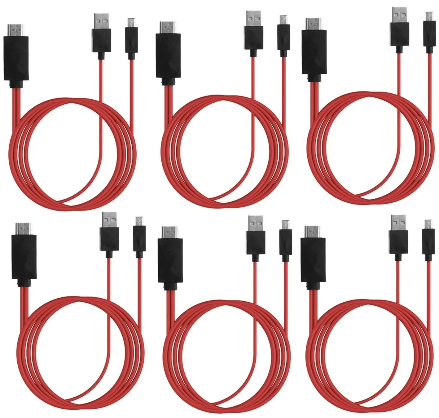 6Pc 6X Samsung Galaxy Siii Mhl Micro Usb To Hdmi + Usb Power Hdtv Adaptor 2M 1080P S4 - Electronics