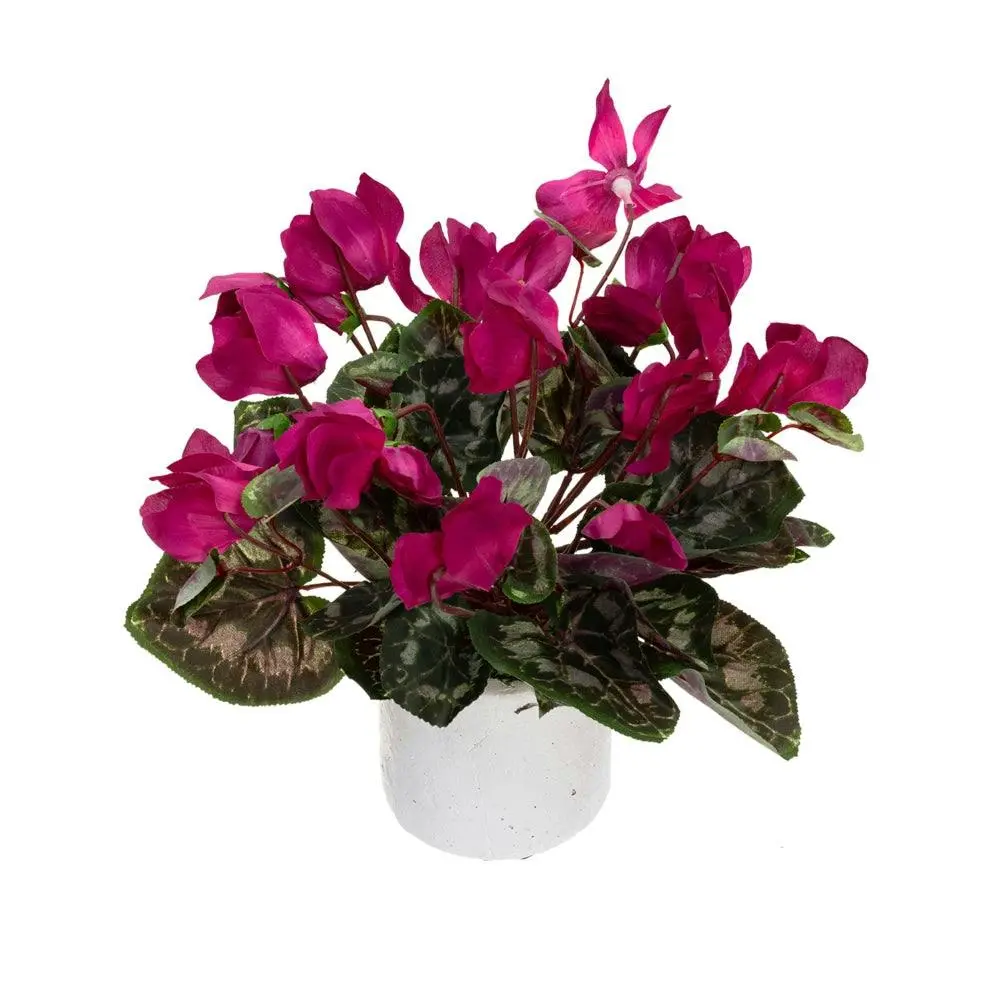 Glamorous Fusion Cycalmen Artificial Fake Plant Decorative Arrangement 34cm In Pot Fuchsia - Home & Garden