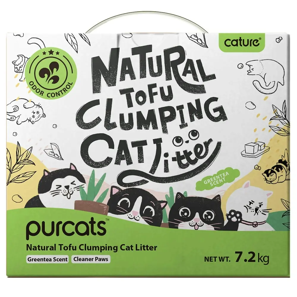 Cature 18L/7.2kg Natural Tofu Clumping Cat Litter Pellets Green Tea Flushable - Pets