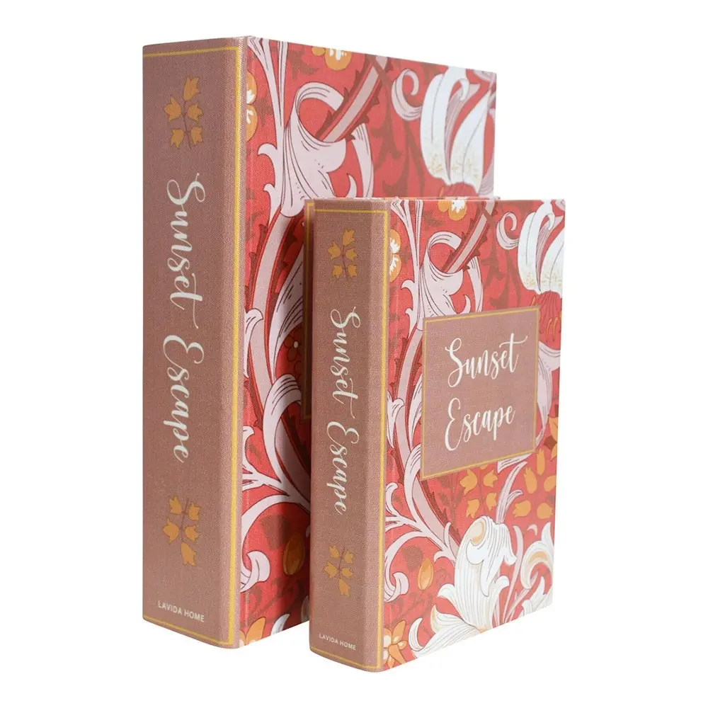 2pc Decorative MDF 24/18cm Book Box Set Storage/Trinket Home Decor Sunset Escape - Home & Garden