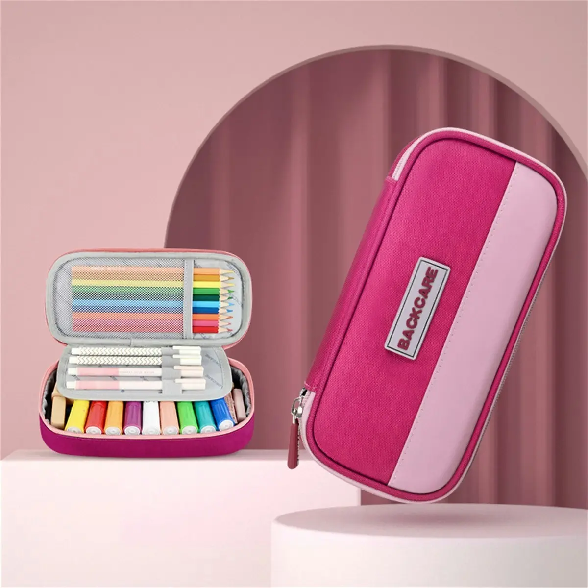 Yome 180 Degree Opening Kids School Pencil Case With Large Capacity YB2110 Red - Fashion