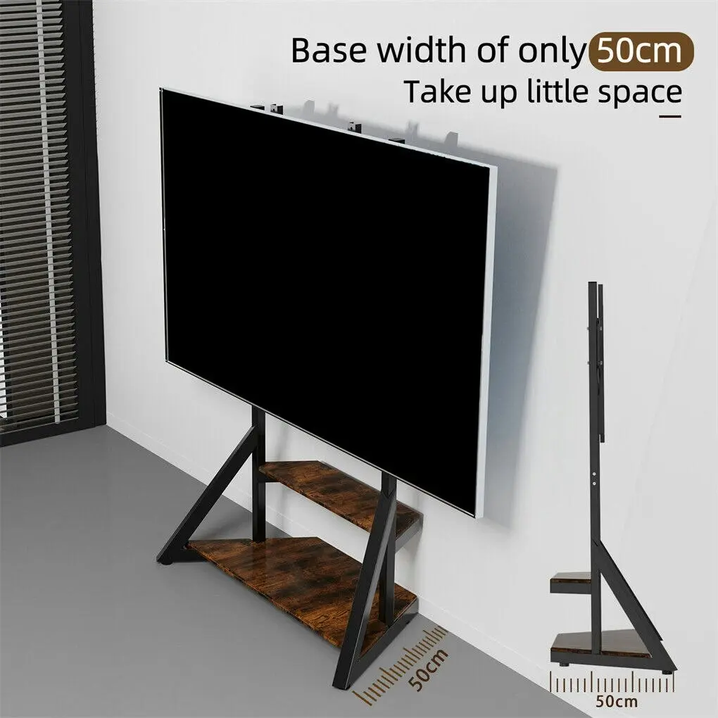 Fin Universal 40-75" Heavy Duty Floor Tv Stand Artistic Tv Mount W/ Wooden Base