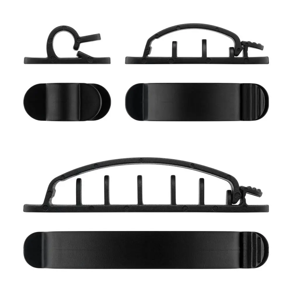 6pc Gobay Adhesive Clip Set Cable Organiser Cord/Wire Management Holder Black - Electronics