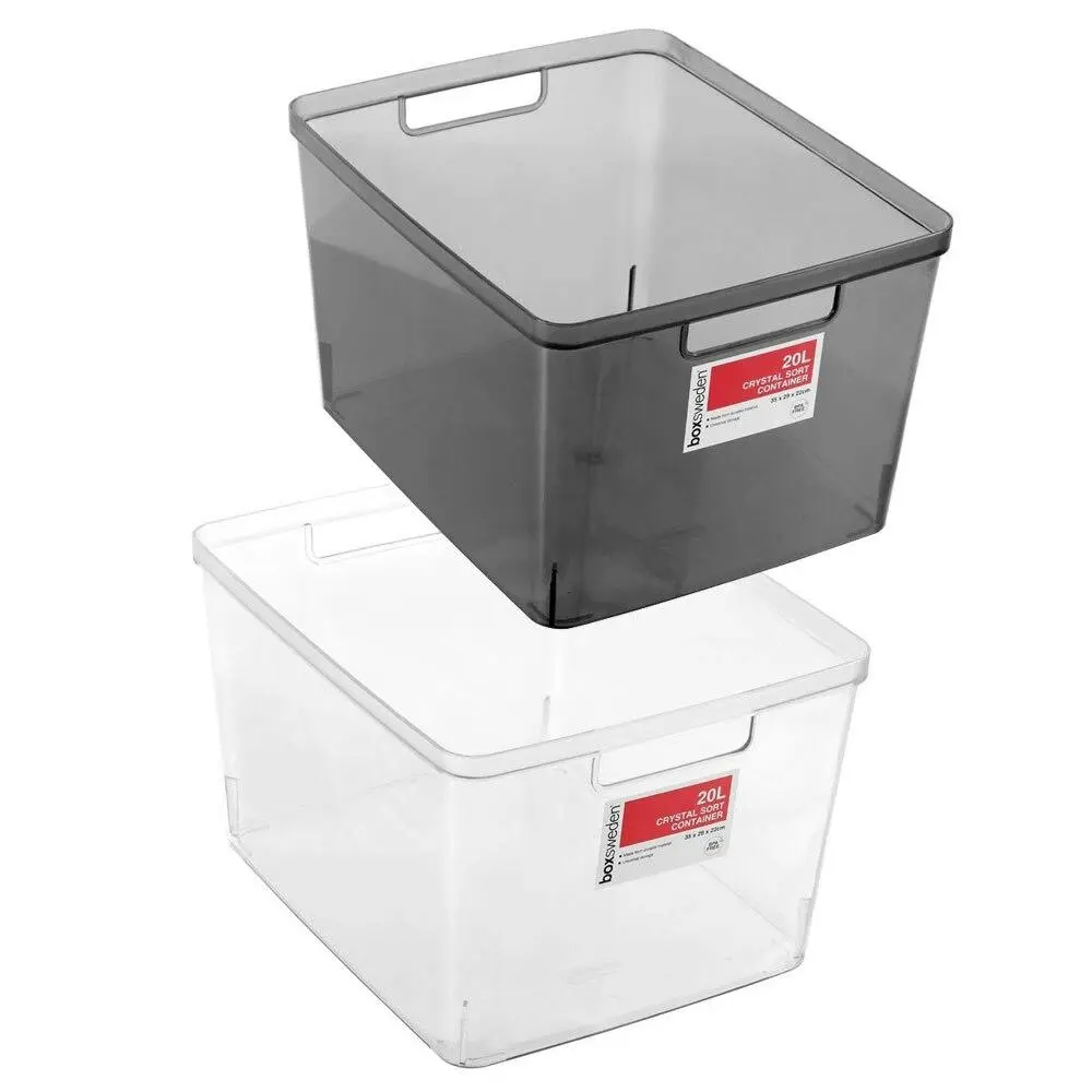 2x Boxsweden Crystal 20L Sort Container 35cm w/ Handle Storage Organiser Assort - Home & Garden