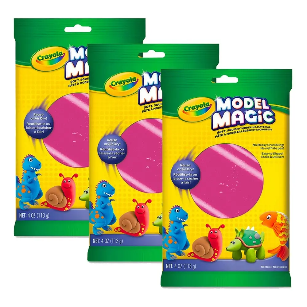 3x Crayola Kids/Childrens Model Magic Squishy Material 113gms Raspberry 36m+ - Hobbies