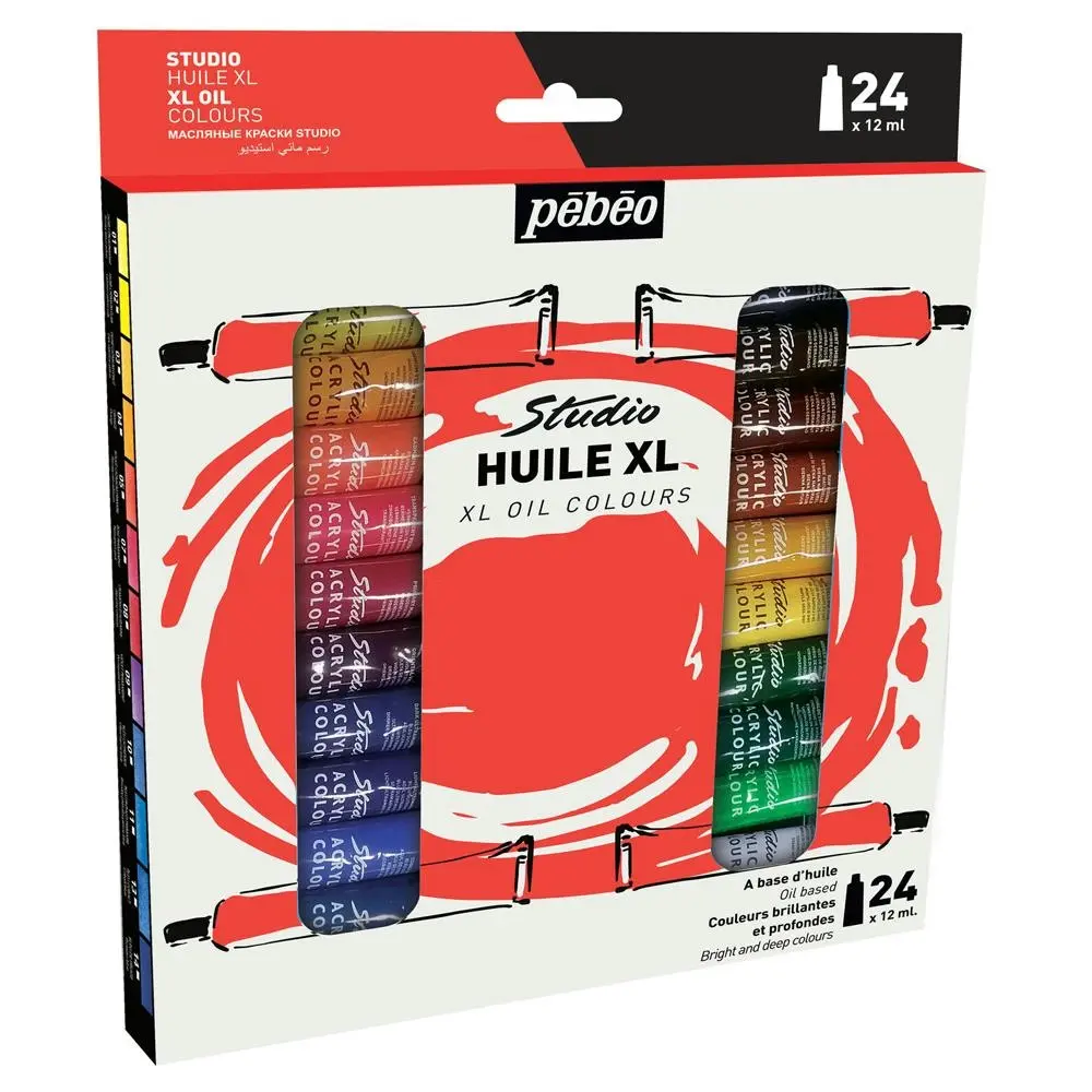 24pc Pebeo Xl Fine Oil Paints Set 12ml Creative Art Painting Medium Tubes - Hobbies