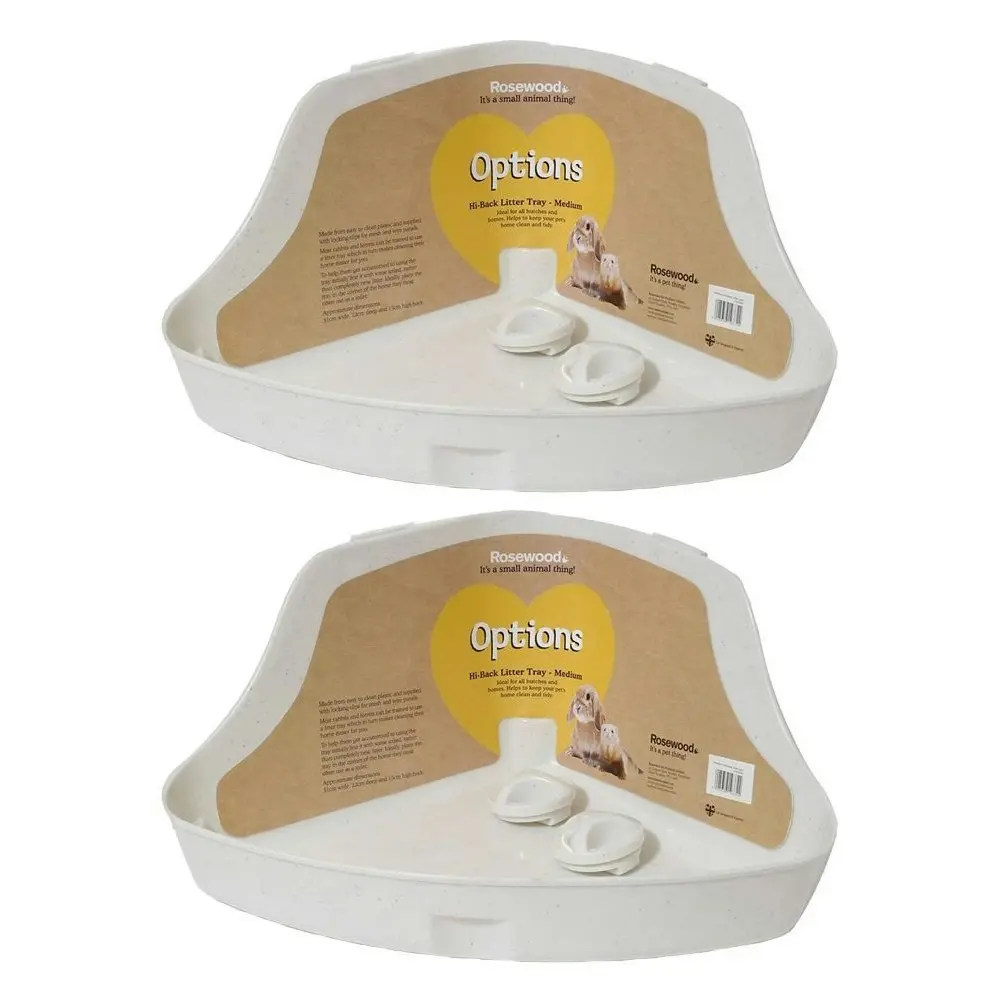 2x Corner High-Backed Pet Toilet Box Poop Training Ferret Litter Tray Medium WHT