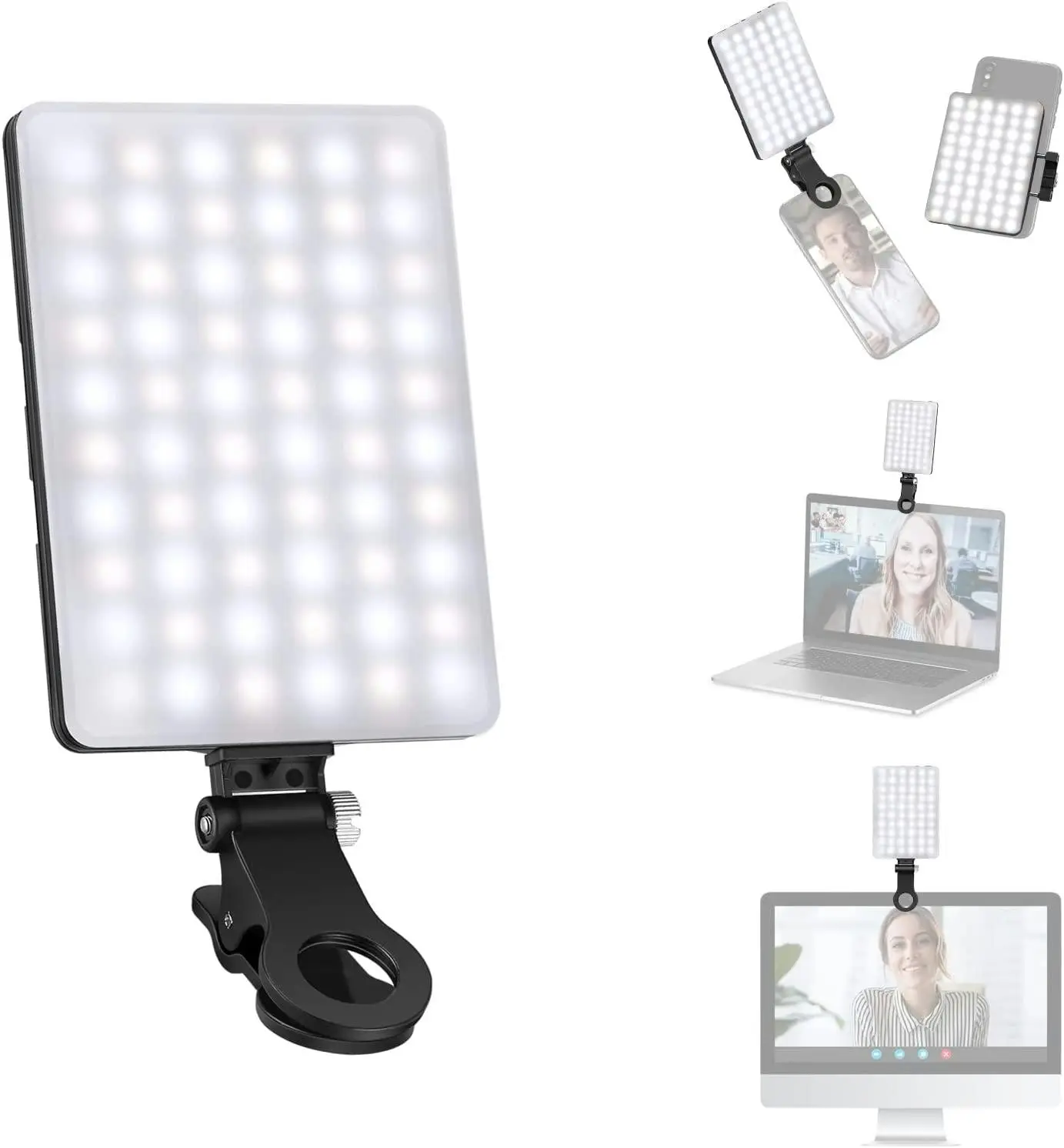 LED Selfie Light, 60 LED 2000mAh Rechargeable, 3 Light Modes, Phone/Tablet/Laptop Clip On, Zoom Call TikTok Video Fill Light - Hobbies