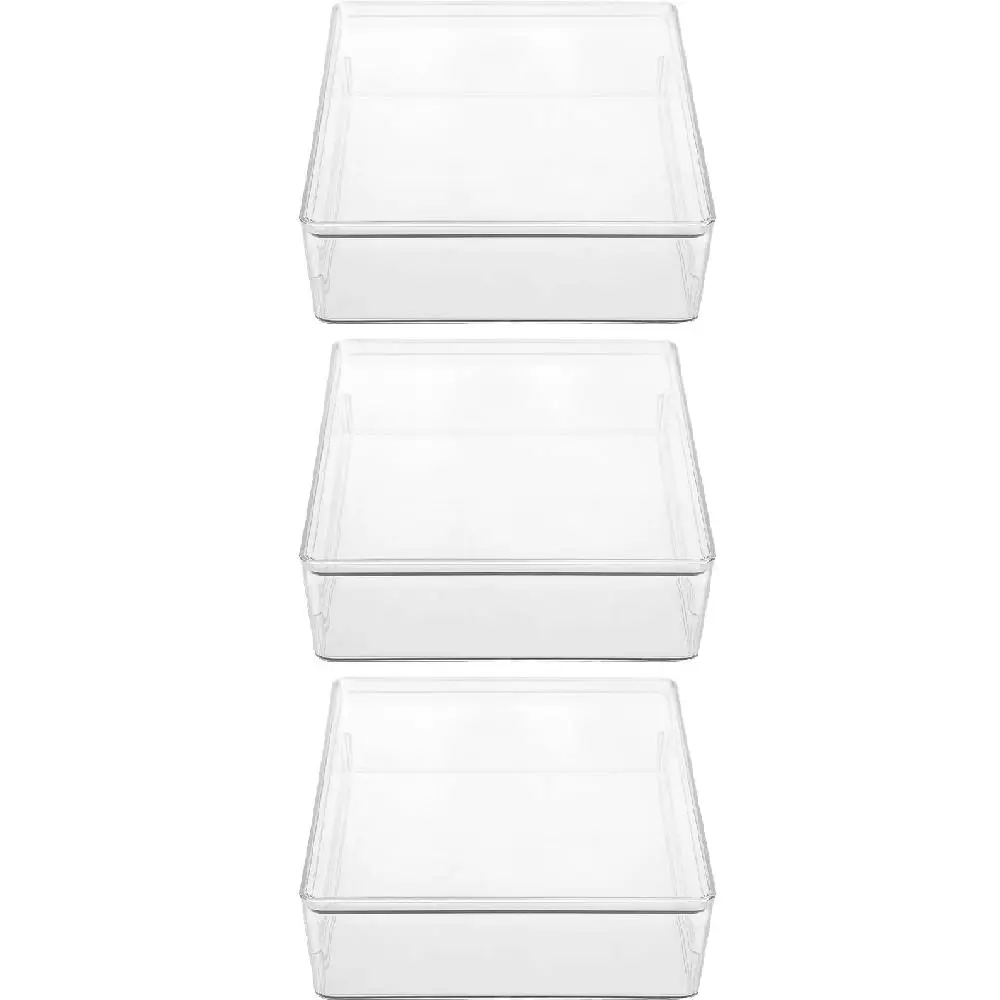3x Boxsweden Tidy 7L 34cm Crystal Lidded Kitchen/Room Storage Organiser Box CLR - Home & Garden