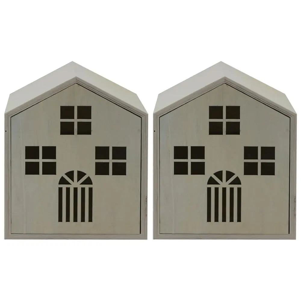2PK Boyle Craftwood Wooden House Storage Box Kids/Children DIY Craft 16x10x21cm - Home & Garden