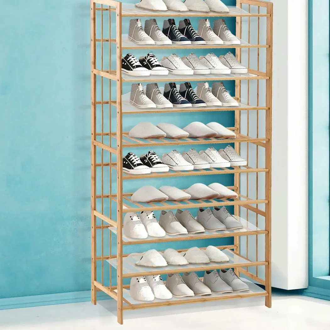 Levede Bamboo Shoe Rack Storage Wooden Organizer Shelf Stand 10 Tiers 80cm Wide - Home & Garden