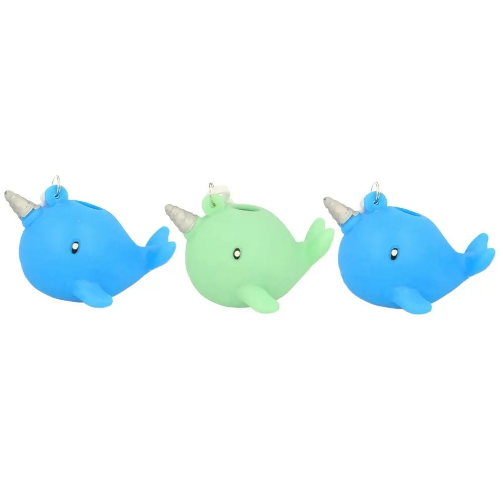 3x Fumfings Novelty 6cm Squeezy Narwhal Keyrings Fun Toys Kids/Children 3y+ Asst - Toys & Games