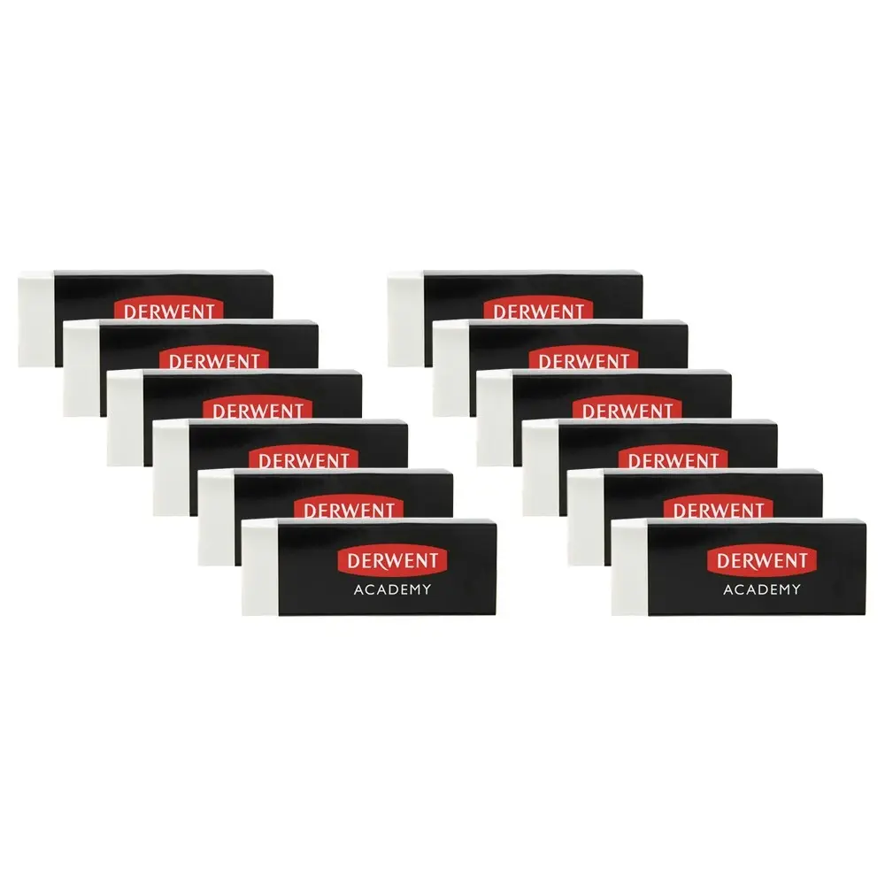 12x Derwent Academy Art Eraser For Graphic Pencils Hangsell 5.5x12x2cm White - Office