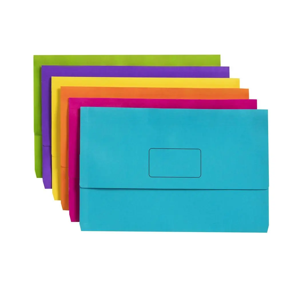 40pc Marbig Slimpick Brights Foolscap Document Wallet Paper Storage Assorted - Office