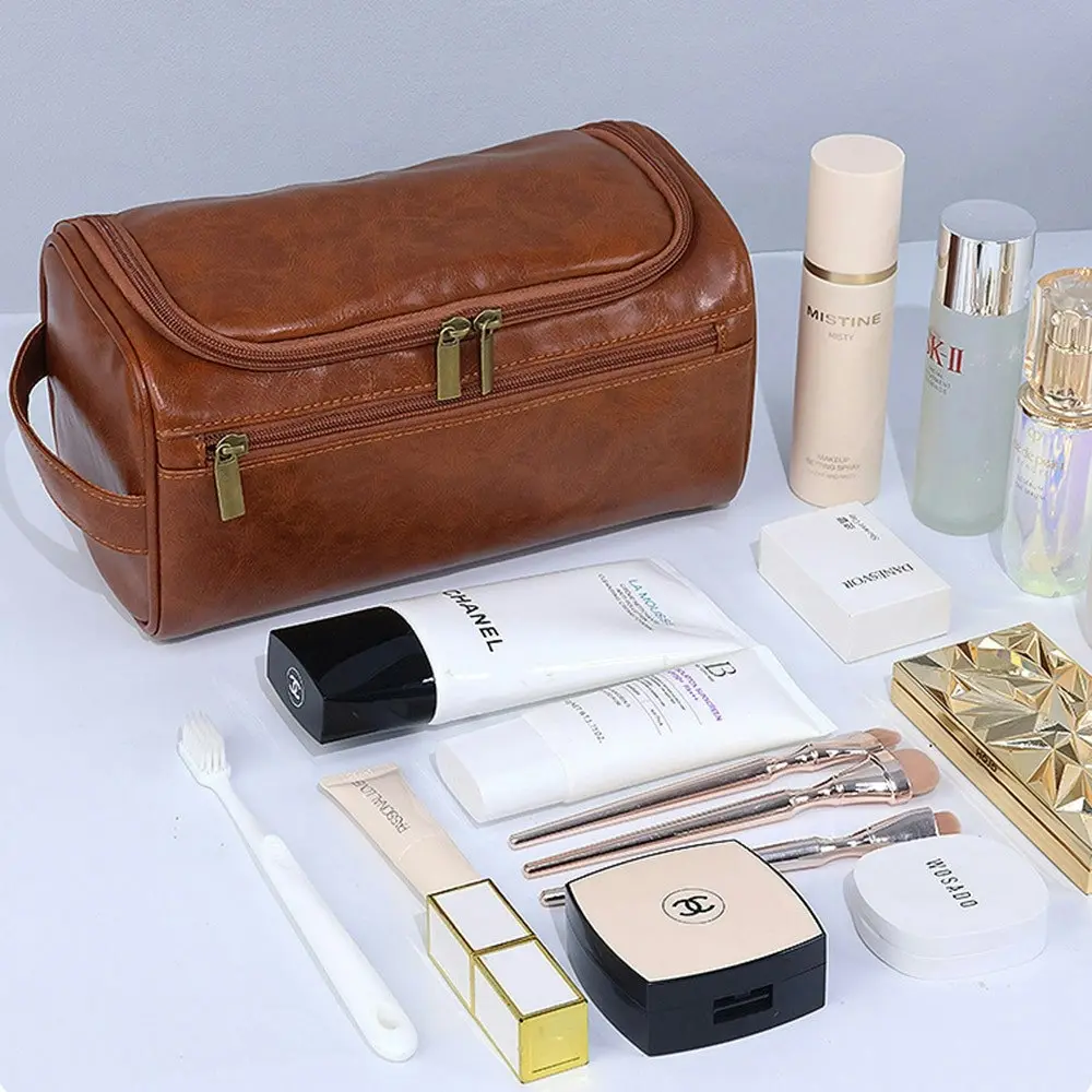 Men Vintage Luxury Toiletry Bag Travel Cosmetic Bag Hanging Storage Washing Bag - Fashion