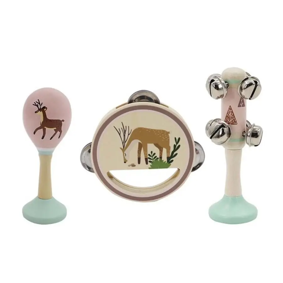 3pcs Kaper Kidz Children's Calm & Breezy Deer Wooden Musical Play Set 18m+ - Toys & Games