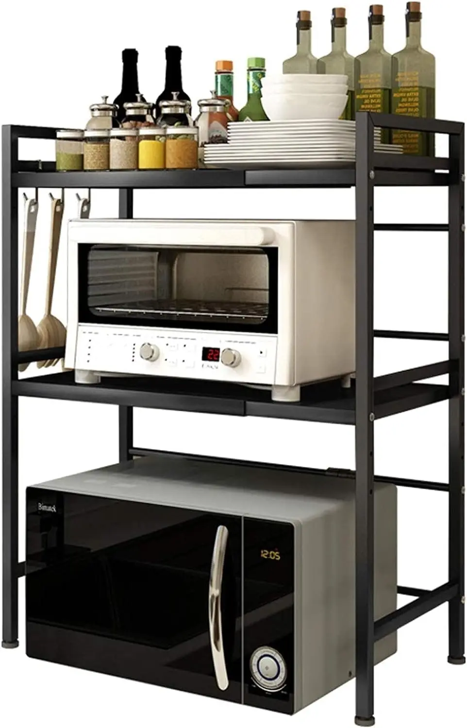 Microwave Shelf Stand Kitchen Storage Organizer Black - Furniture
