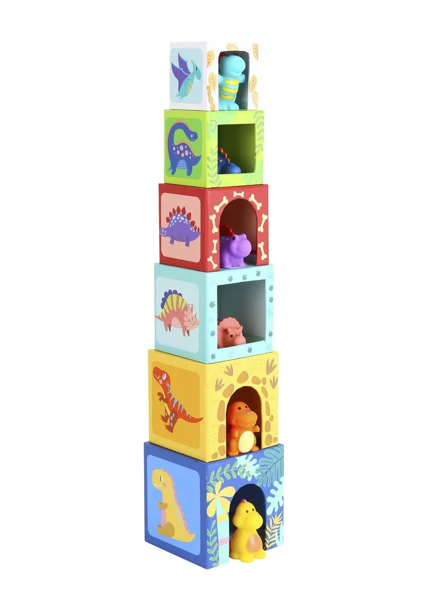 12pc Tooky Toy Nesting Boxes Animal Dinosaur Stacking Kids Activity Play 12m+ - Toys & Games