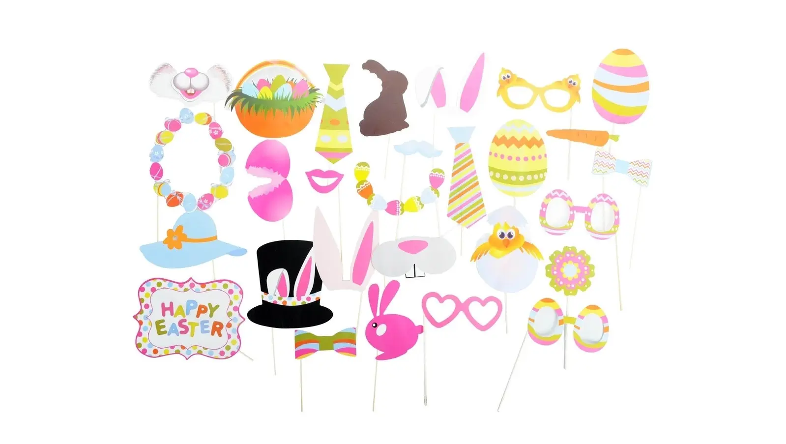 28pcs Easter Photo Booth Props Party Selfie Costume Rabbit Egg Bunny - Hobbies