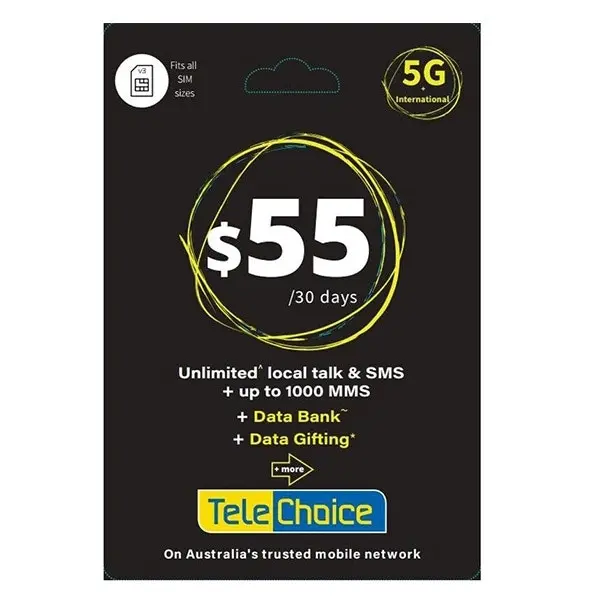 TeleChoice 5G $55 Prepaid SIM Card - Electronics