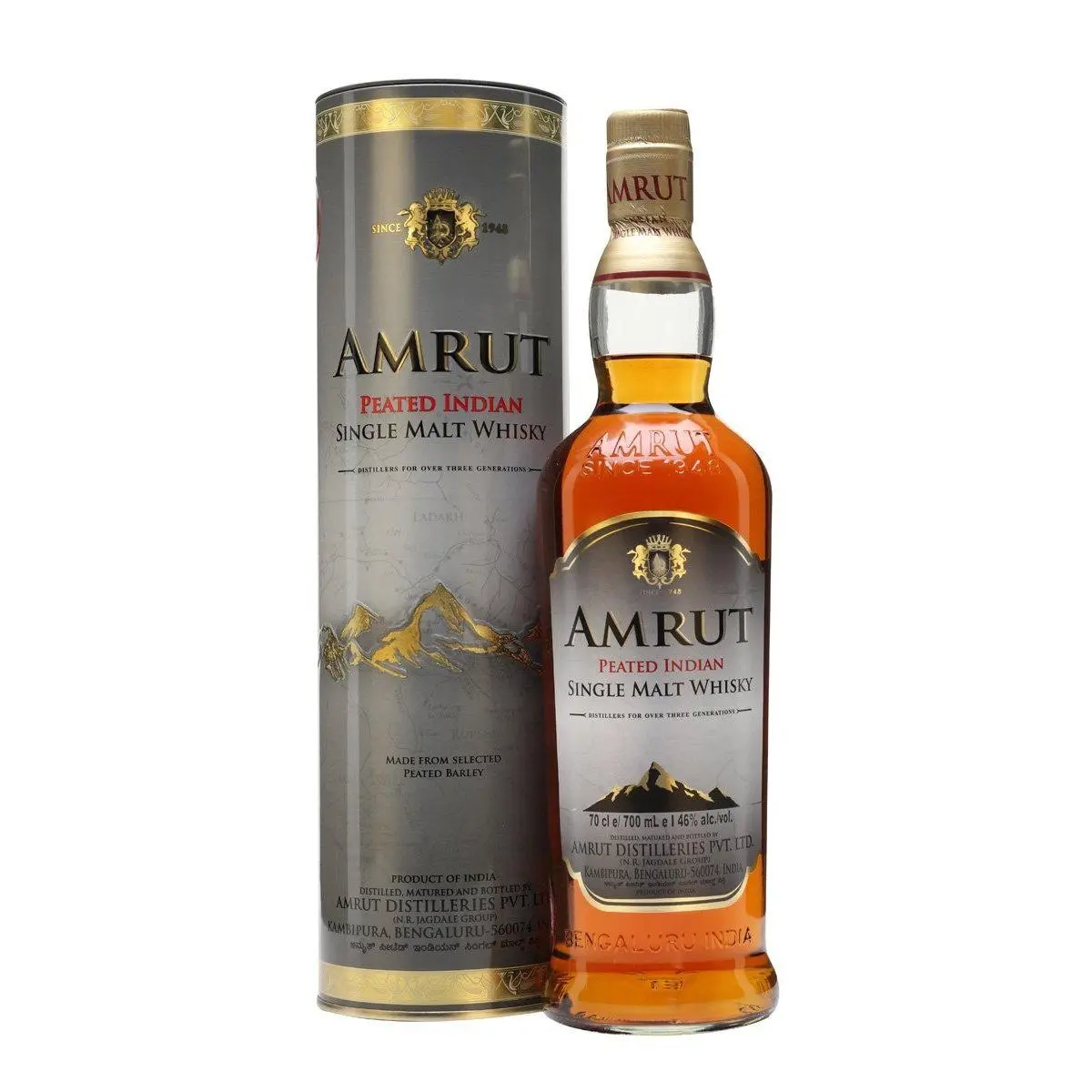 Amrut Peated Single Malt Indian Whisky 700ml - Alcohol