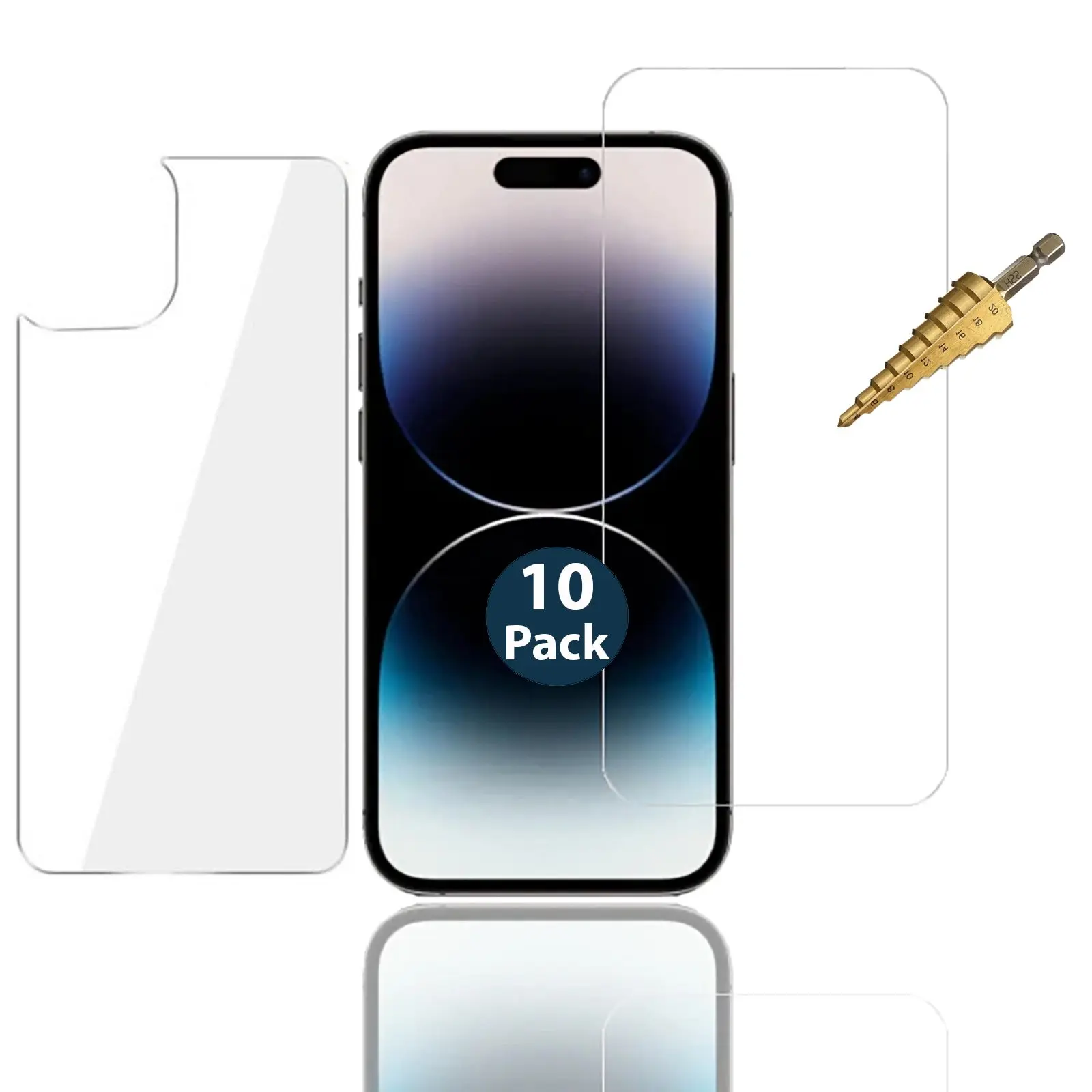 10x Tempered Glass Screen Protector for Apple iPhone 14 PRO Front and Soft Back - Electronics