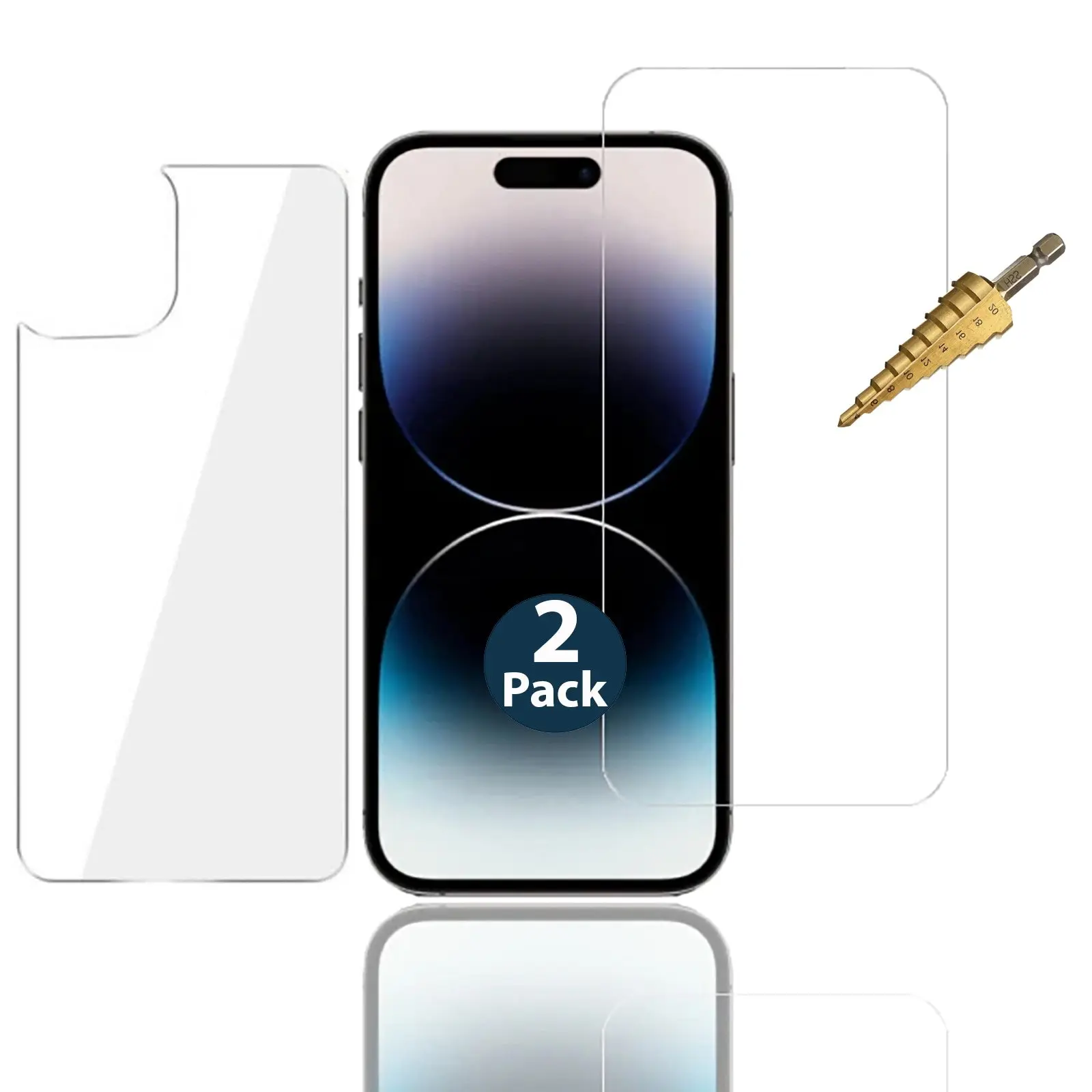2Pk Tempered Glass Screen Protector for Apple iPhone 14 PRO Front and Soft Back - Electronics