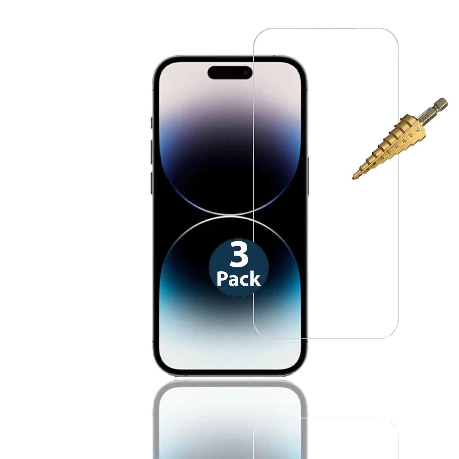 3pcs 9H Tempered Glass Screen Protector Guard for Apple iPhone 14 PRO Front - Electronics