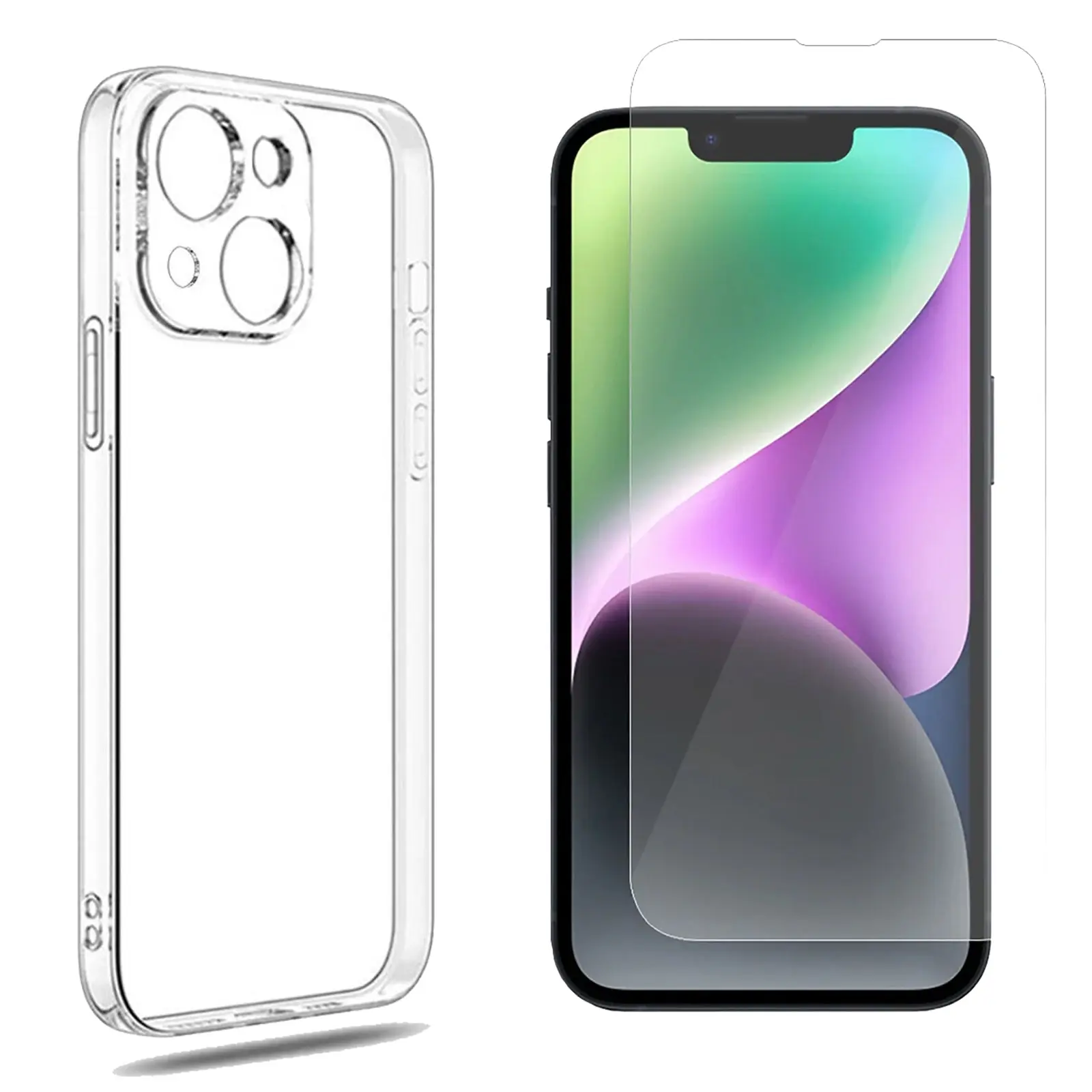 For Apple iPhone 14 PLUS Clear Phone Case Cover and Soft Film Screen Protector - Electronics