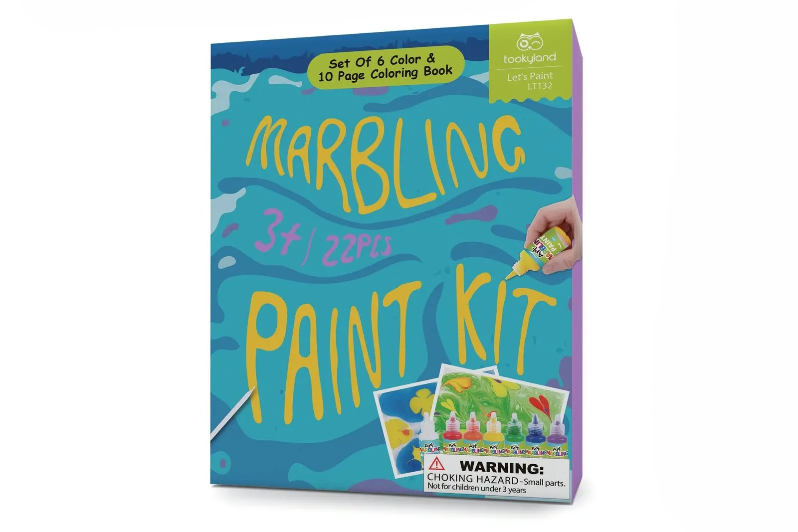 22pc Tookyland Marbling Paint Colours Art/Craft Kit Colouring Book Kids Toy 4+ - Hobbies
