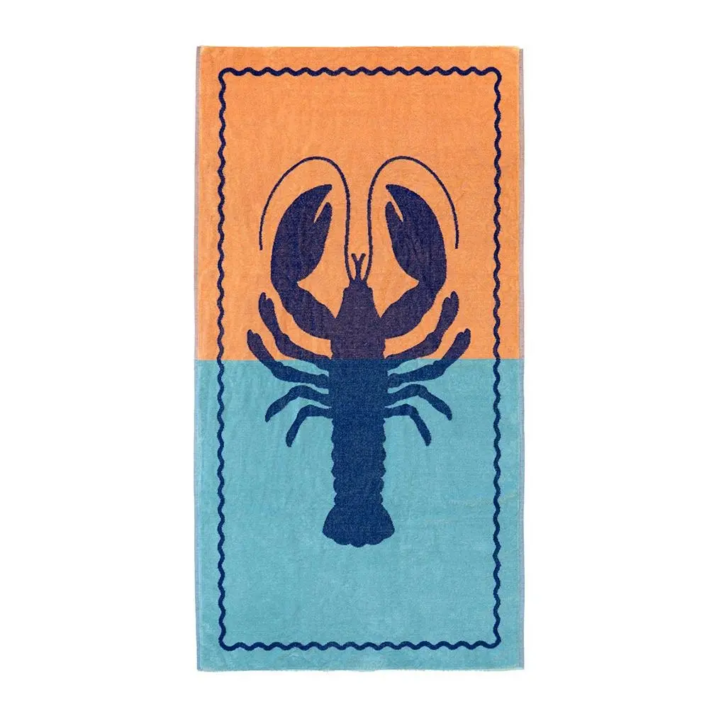Bambury Jacquard Cotton Beach Towel Soft/Absorbent Rect 90x170cm Lobster - Home & Garden