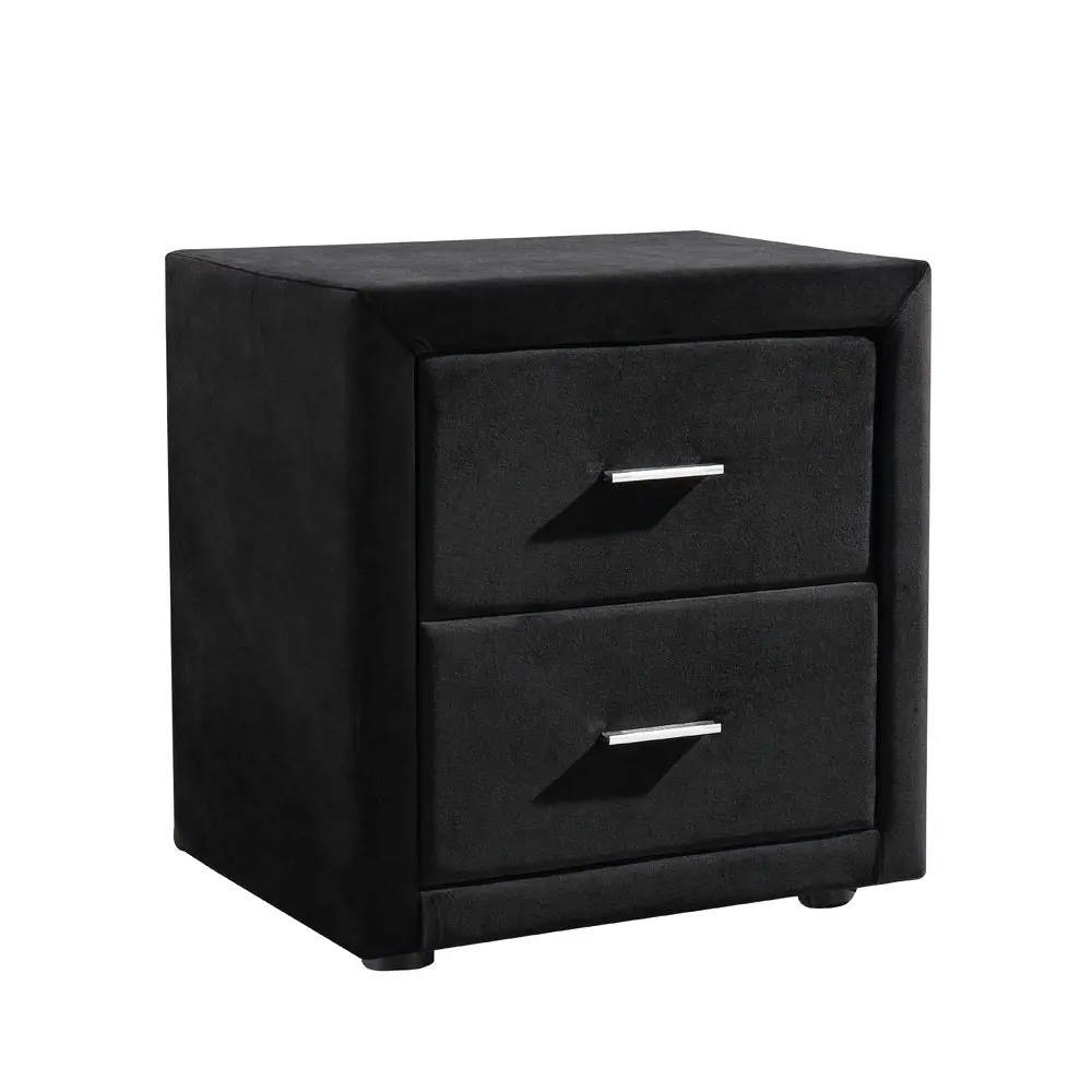 Dallas Velvet Bedside Table Black - Furniture