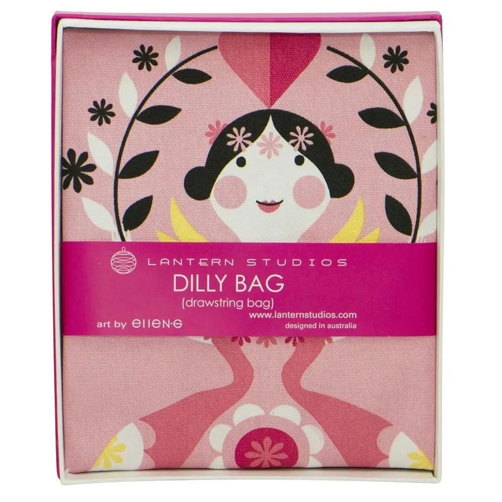 Lantern Studios Ellen G Dilly Bag Drawstring Storage Linen Backpack Ballerina - Fashion
