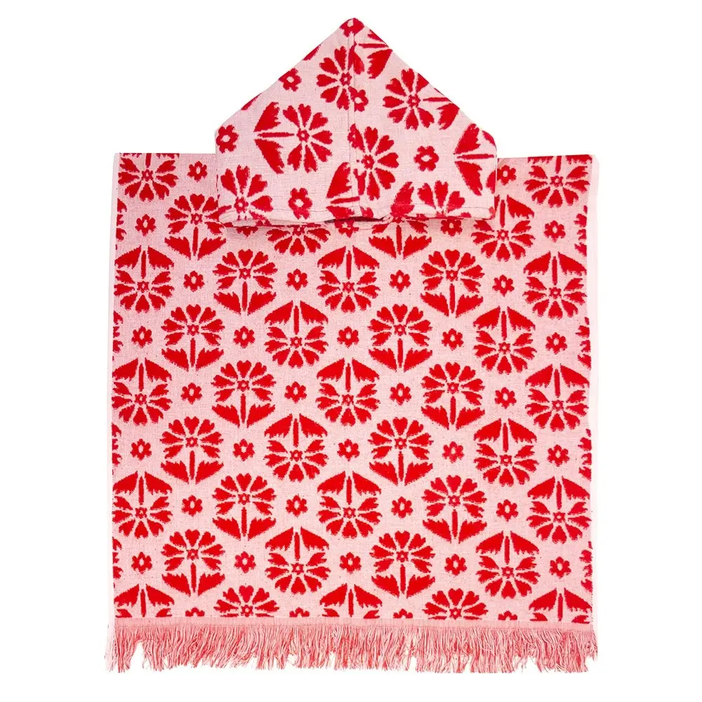 Bambury Home Living Ultra soft Flora Kids Poncho Poppy Cotton Woven 60 x 60cm - Home & Garden