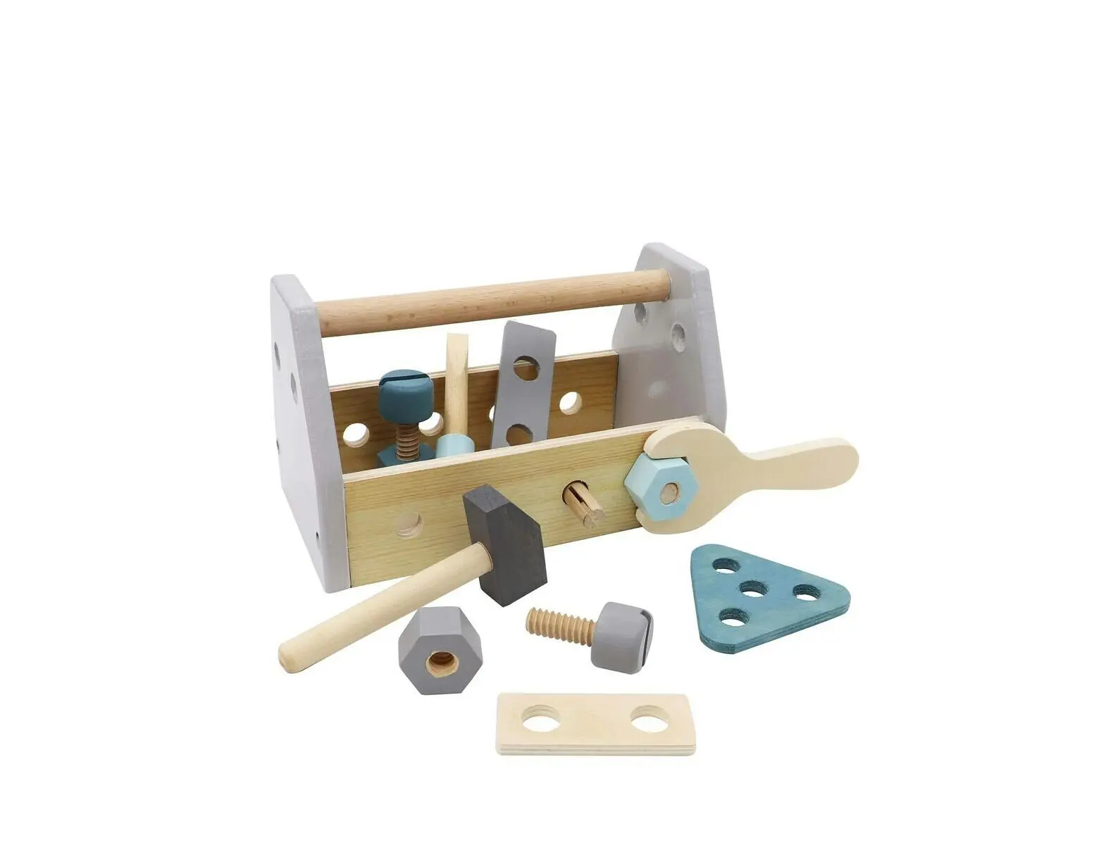 Kaper Kidz Toddler Calm & Breezy Wooden Hammer/Bolts Toolbox 20.5x13cm Toy 18m+ - Toys & Games