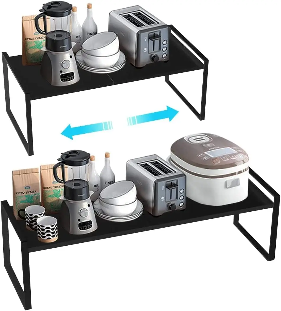 Expandable Cabinet Shelf Organizers, 18 cm (Black) - Home & Garden