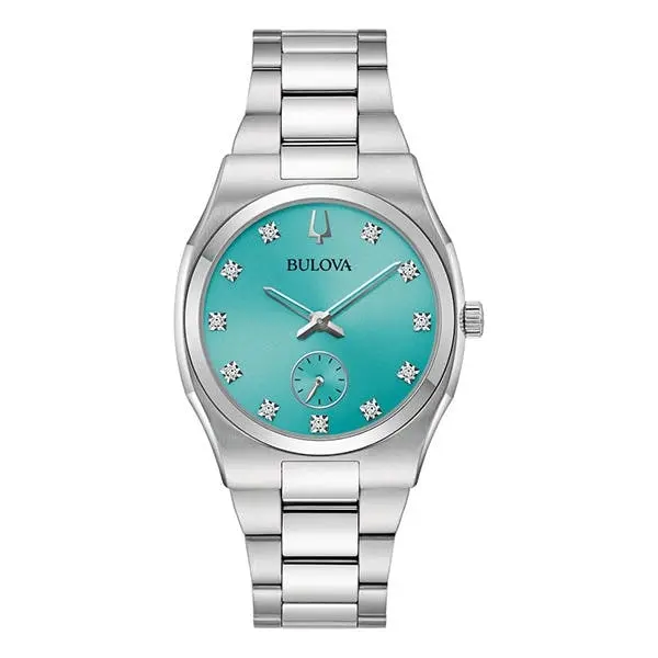 Bulova Turqouise Dial Classic Surveyor Diamond Women's Watch (96P243) - Jewellery